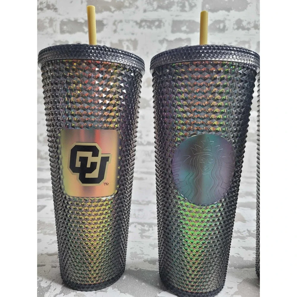 Starbucks CU Colorado University Buffalos Studded 24 Oz Tumbler NEW‎ Set of 4